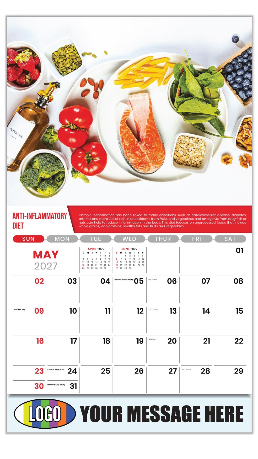 2027 Business Advertising Calendar Health Tips - May - Anti-Inflammatory Diet