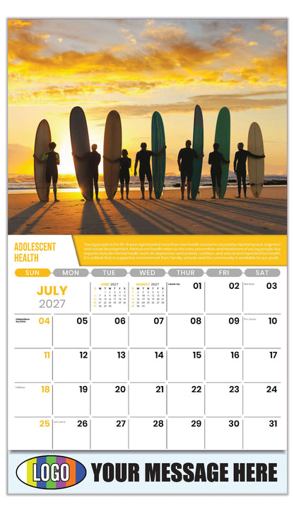 2027 Business Promo Calendar Health Tips - July - Adolescent Health