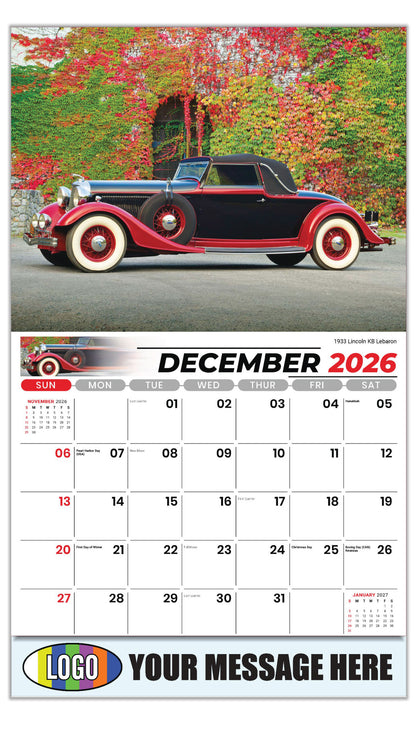 2027 Business Promotional Calendar - Henry's Heritage FORD Cars - 1933 Lincoln KB Lebaron - December_a