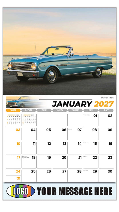 2027 Business Promotional Calendar - Henry's Heritage FORD Cars - 1963 Ford Falcon - January