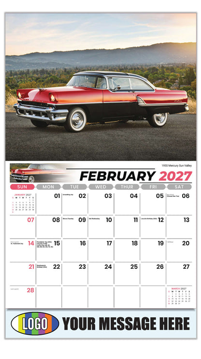 2027 Business Promotional Calendar - Henry's Heritage FORD Cars - 1955 Mercury Sun Valley - February