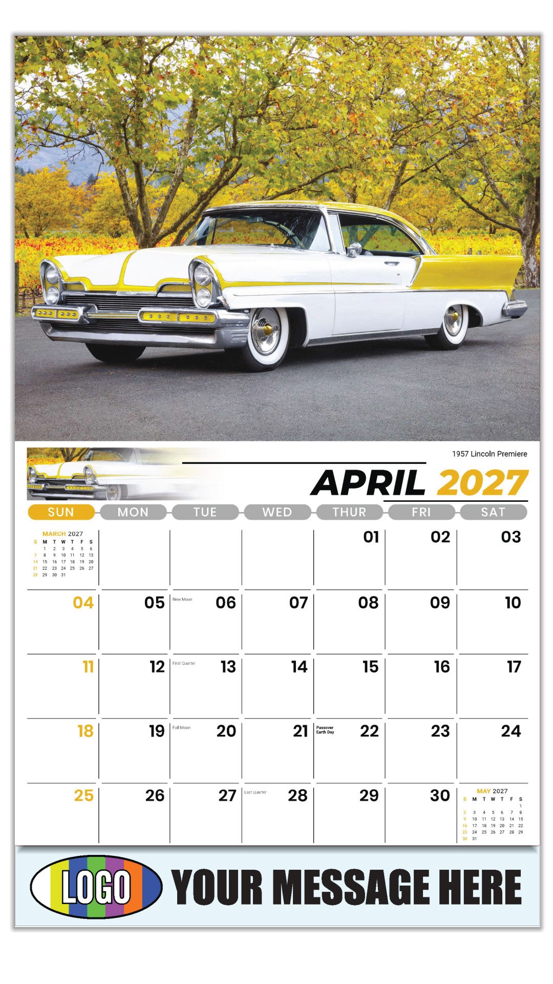 2027 Business Advertising Calendar - Henry's Heritage FORD Cars - 1957 Lincoln Premiere - April