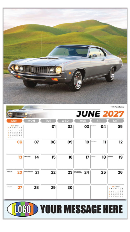 2027 Business Advertising Calendar - Henry's Heritage FORD Cars - 1970 Ford Torino - June