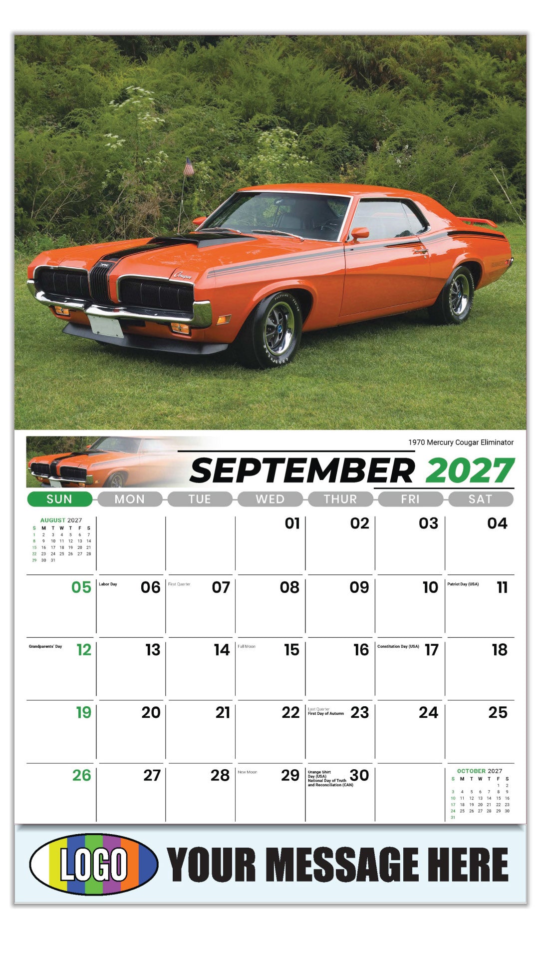 2027 Business Promo Calendar - Henry's Heritage FORD Cars - 1964 Ford Thunderbird - September