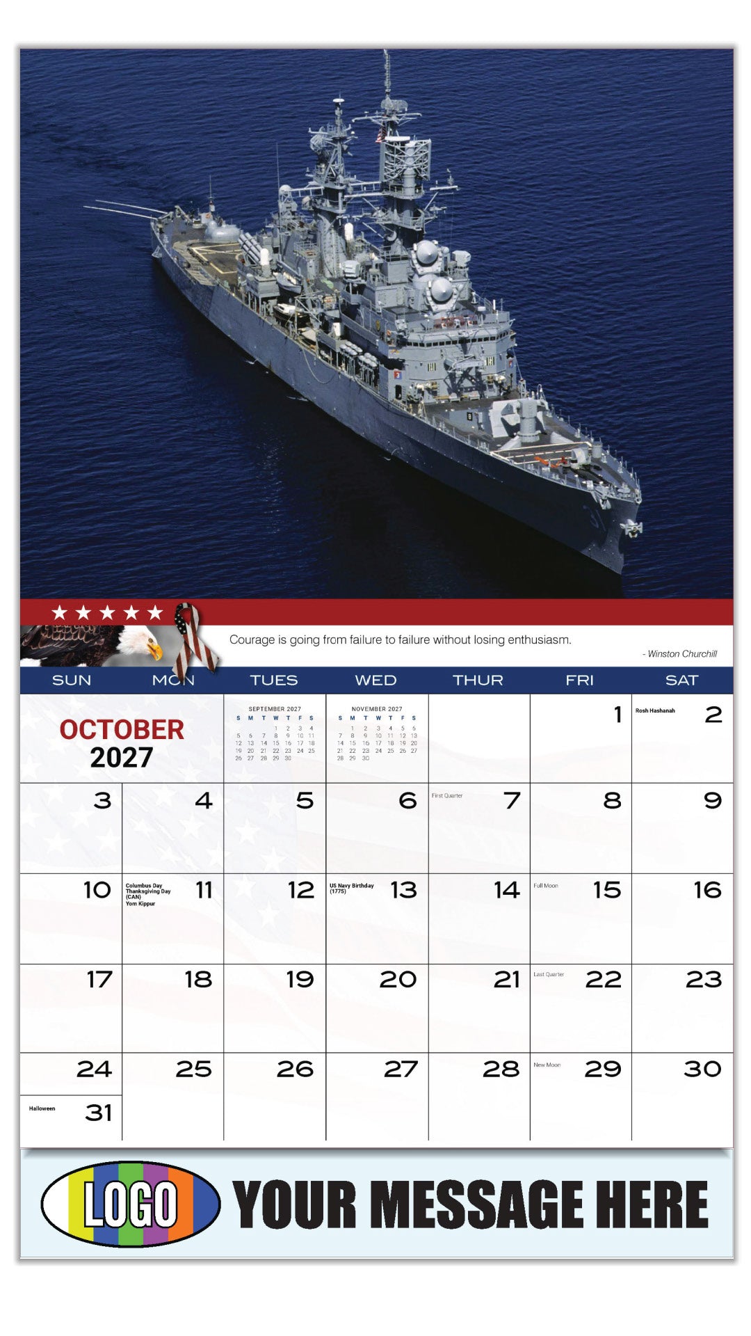 2027 Business Promotion Calendar - Home of the Brave - October