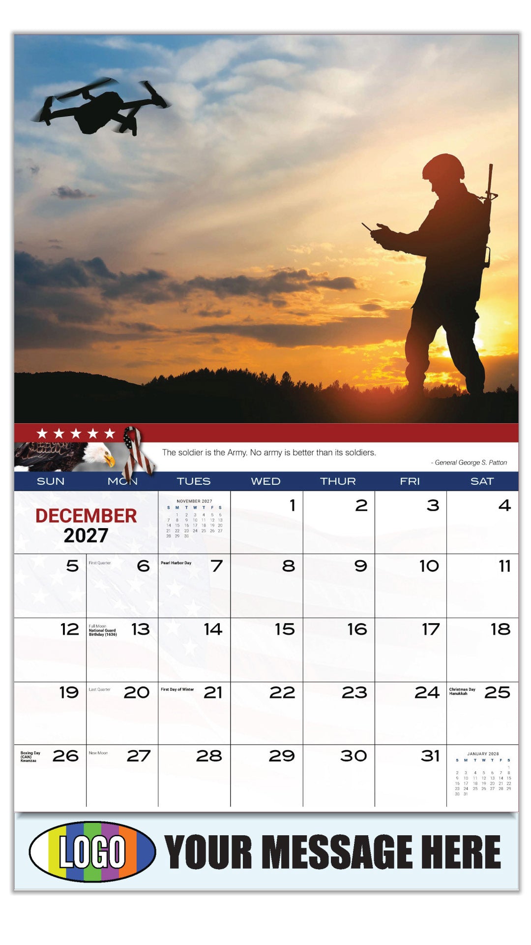 2027 Business Promotion Calendar - Home of the Brave - December