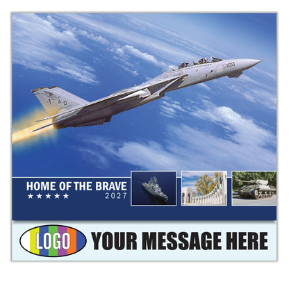 2027 Business Promotional Calendar - Home of the Brave - Printed with your Logo, Name and message
