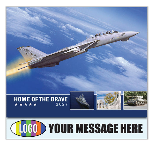 2027 Business Promotional Calendar - Home of the Brave - Printed with your Logo, Name and message