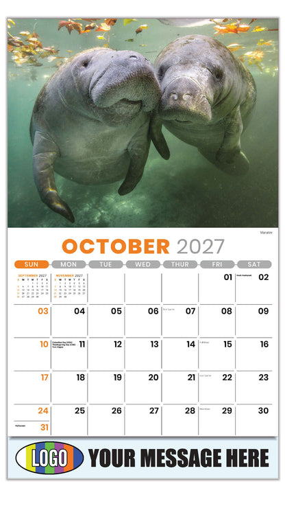 2027 Business Promotion Calendar - International Wildlife - Manatee - October