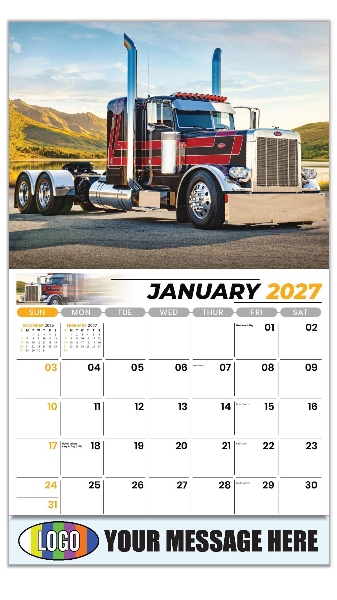 2027 Business Promotional Calendar - Kings of the Road - Peterbilt - January