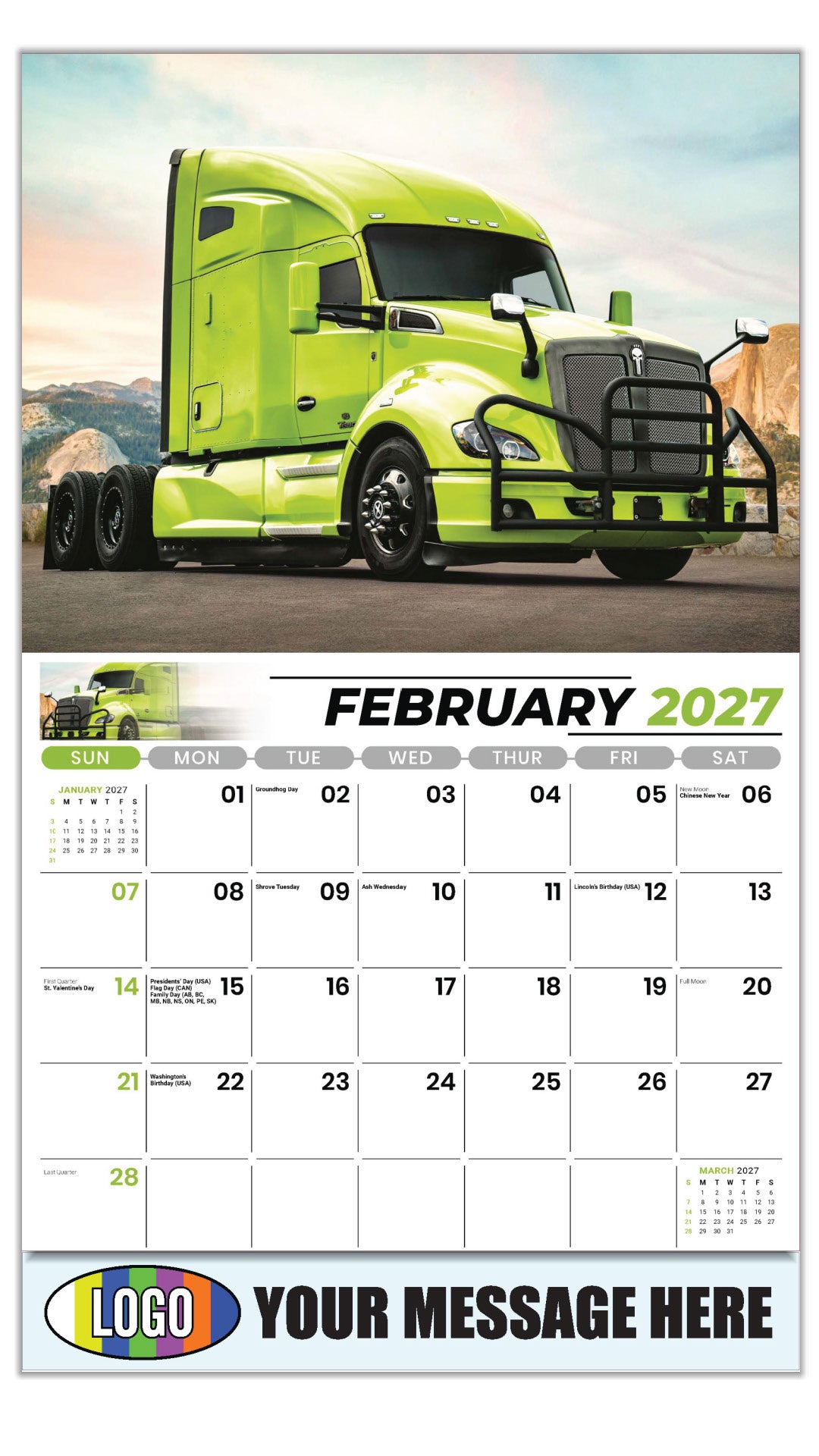 2027 Business Promotional Calendar - Kings of the Road - Kenworth - February