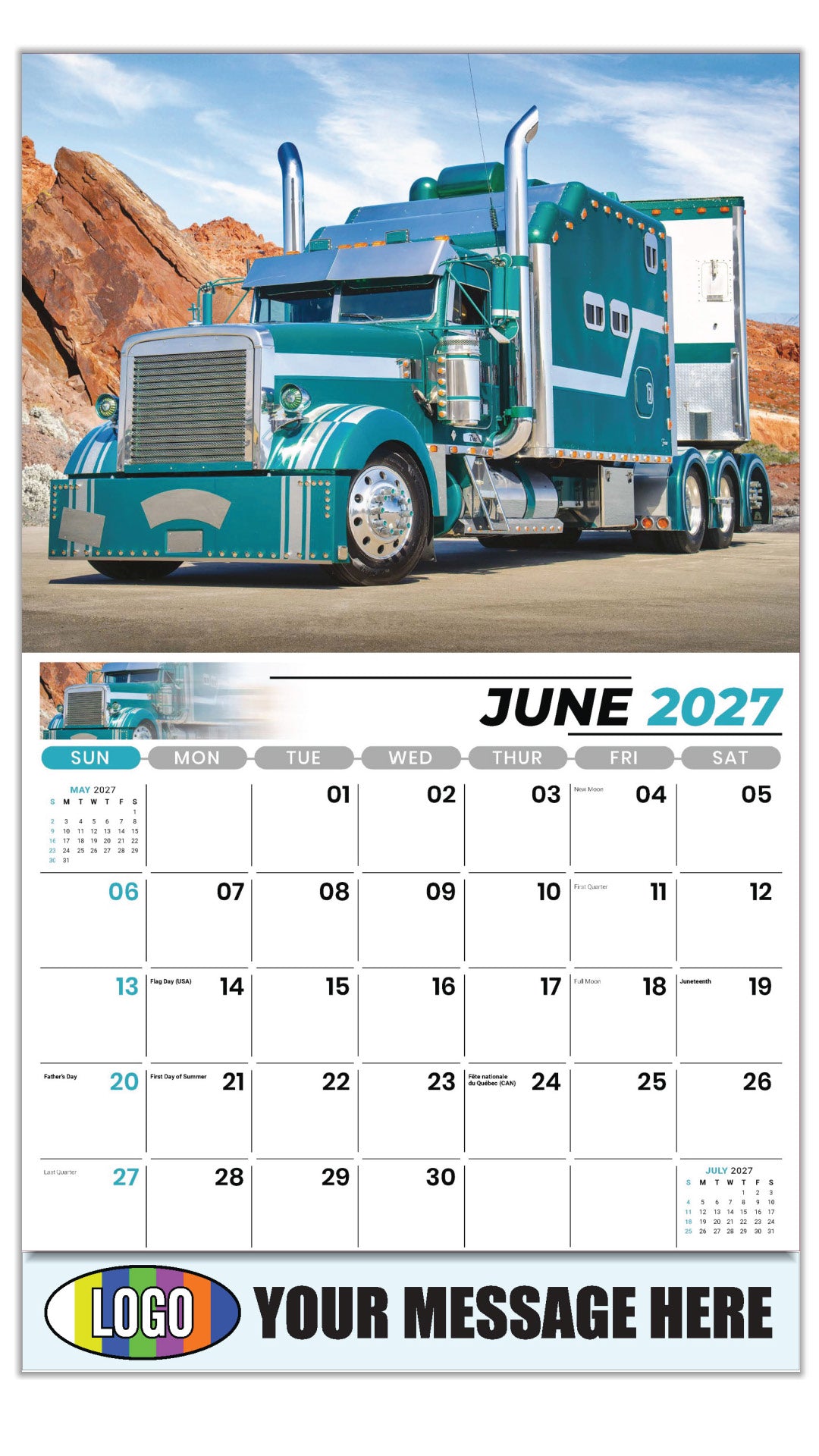2027 Business Advertising Calendar - Kings of the Road - Freightliner - June