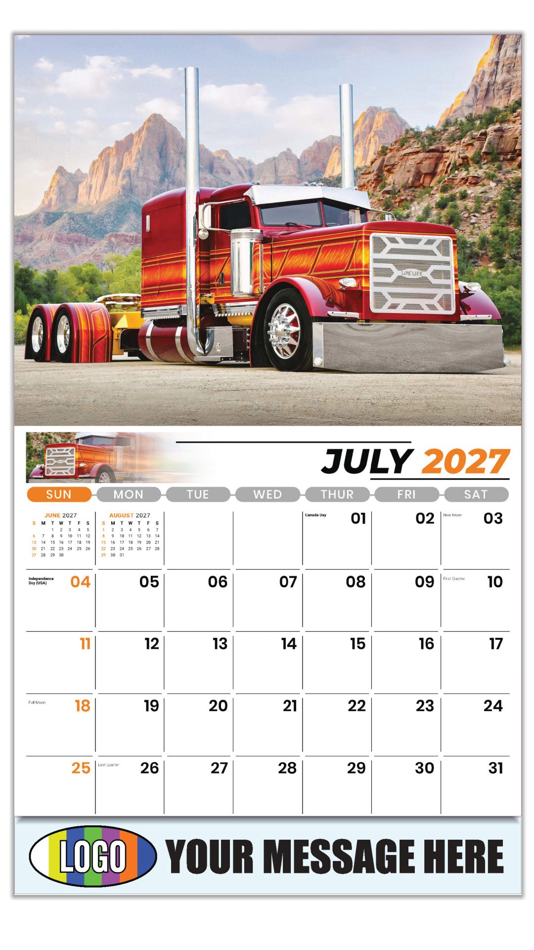 2027 Business Promo Calendar - Kings of the Road - Peterbilt - July