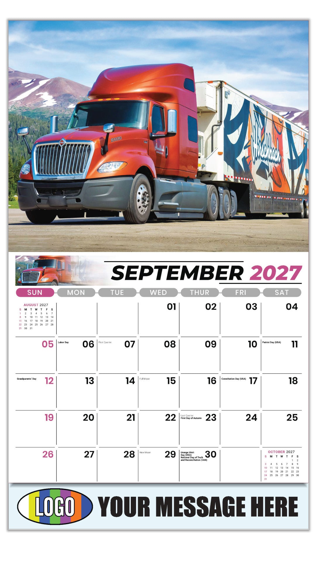 2027 Business Promo Calendar - Kings of the Road - International - September