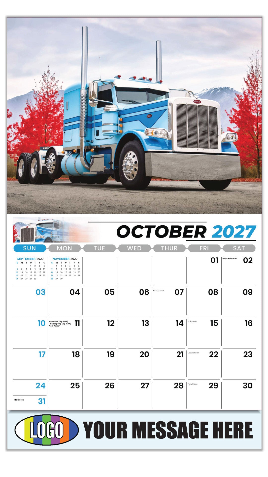 2027 Business Promotion Calendar - Kings of the Road - Peterbilt - October