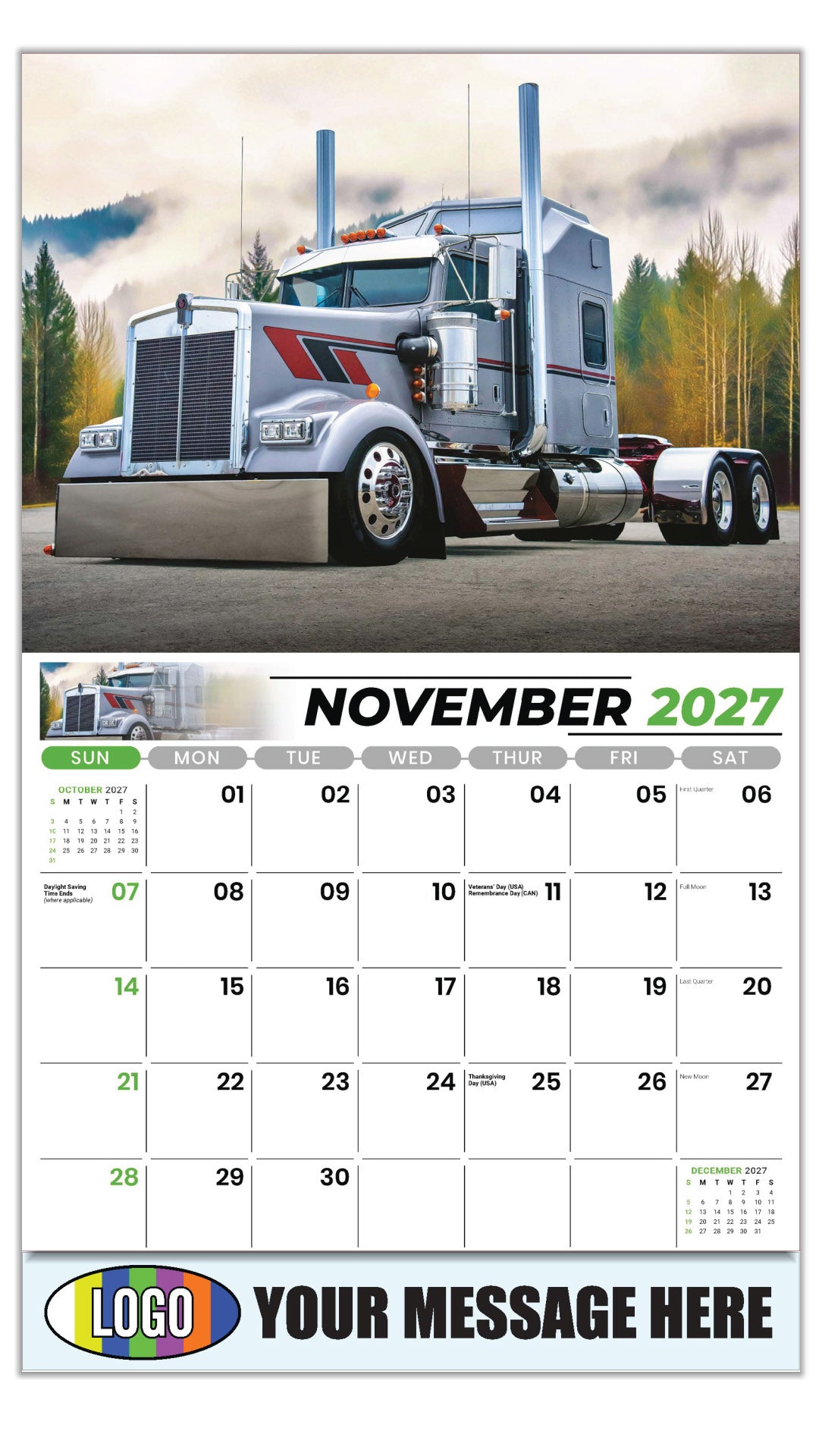 2027 Business Promotion Calendar - Kings of the Road - Kenworth - November