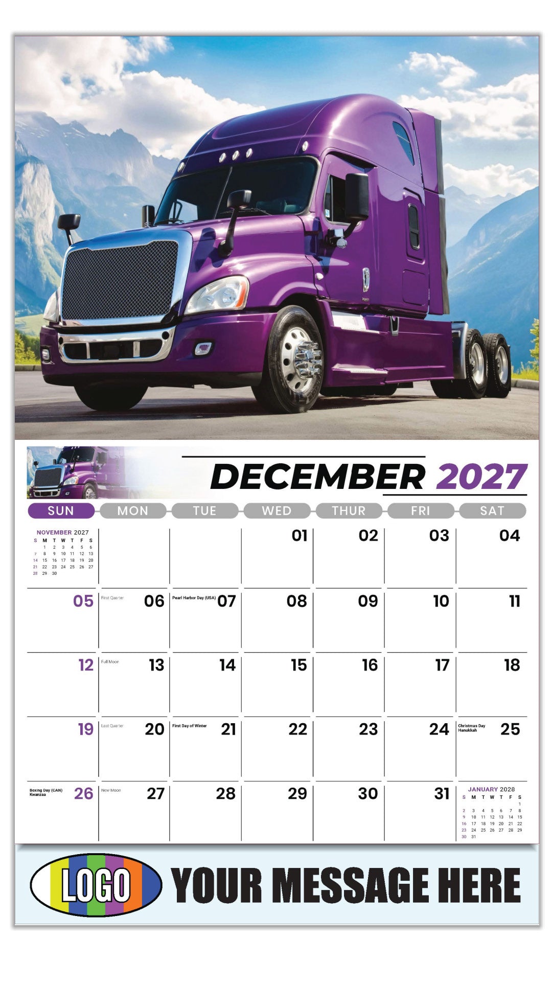 2027 Business Promotion Calendar - Kings of the Road - Freightliner - December