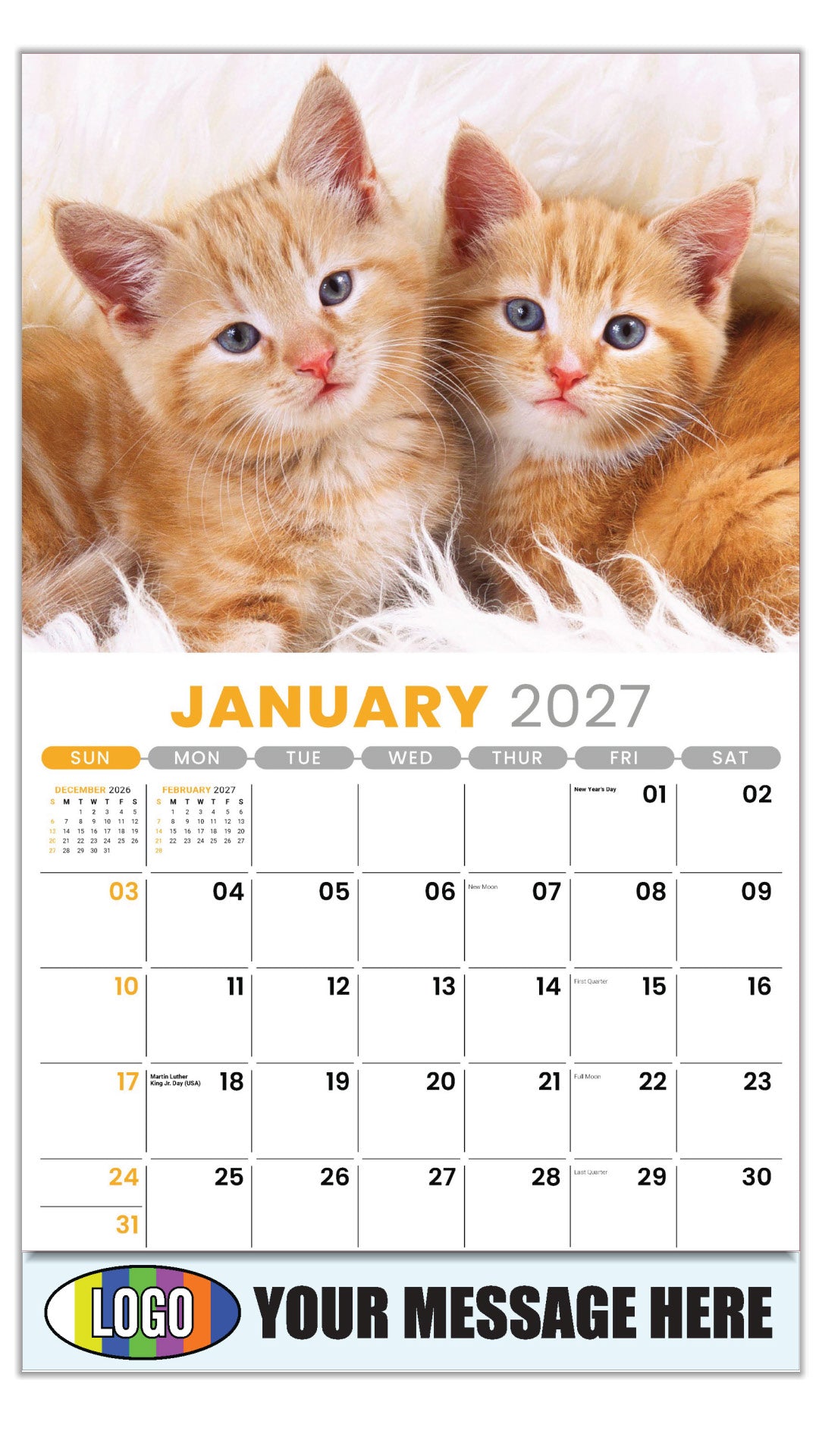 2027 Business Promotional Calendar - Kittens - January