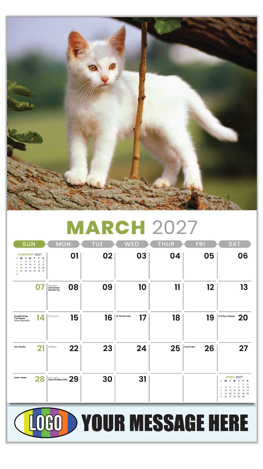 2027 Business Promotional Calendar - Kittens - March