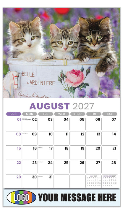 2027 Business Promo Calendar - Kittens - August