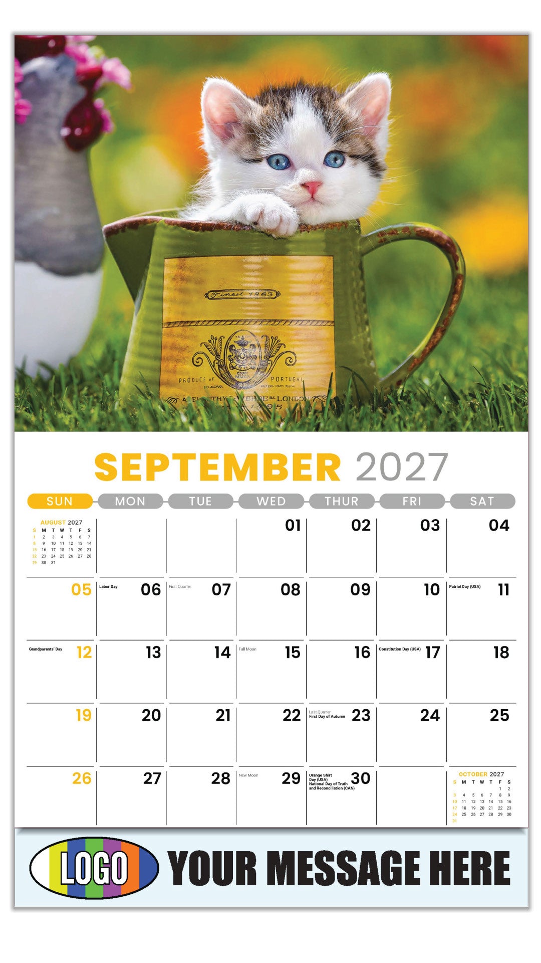 2027 Business Promo Calendar - Kittens - September
