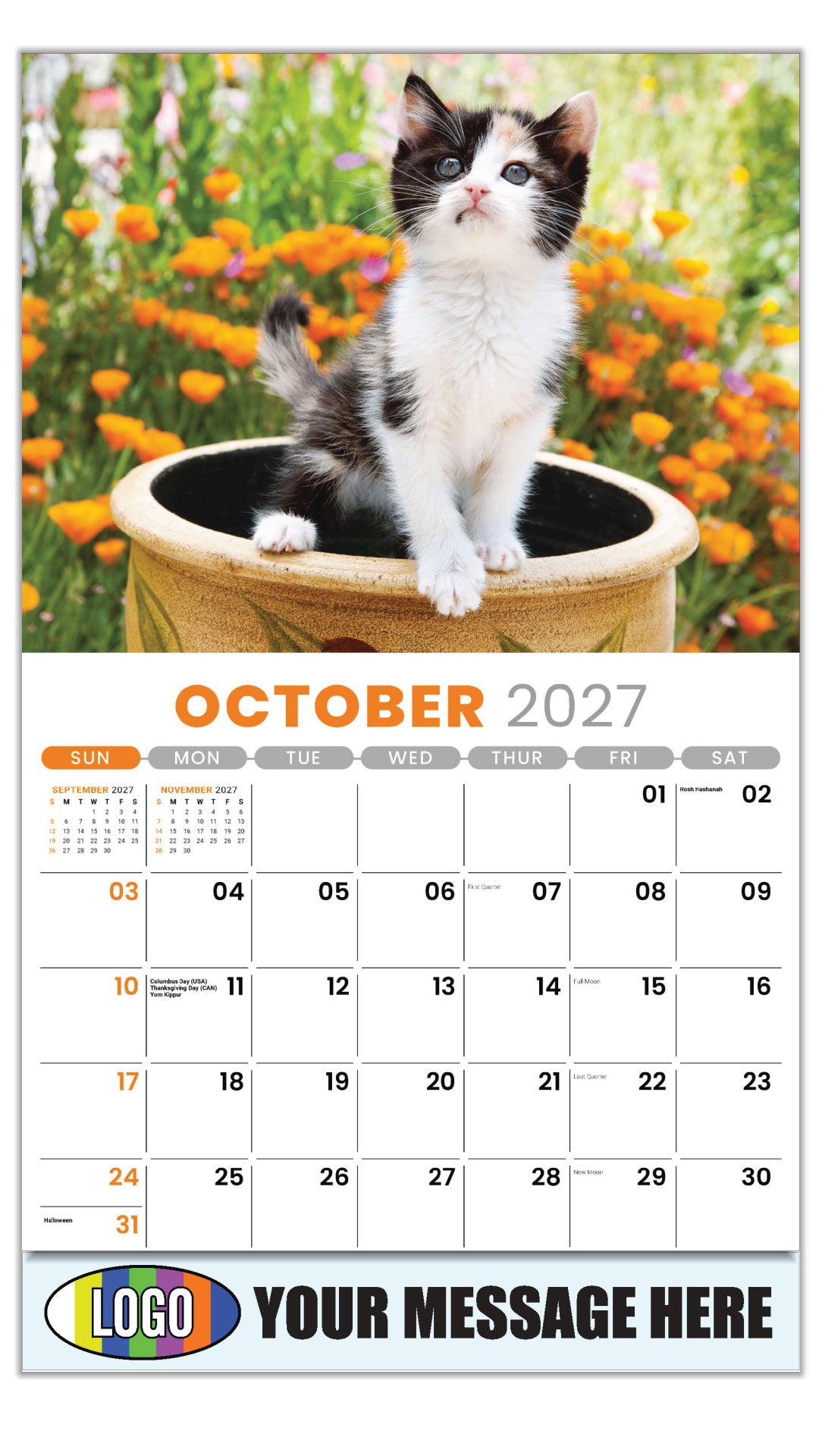 2027 Business Promotion Calendar - Kittens - October