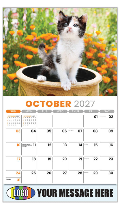 2027 Business Promotion Calendar - Kittens - October