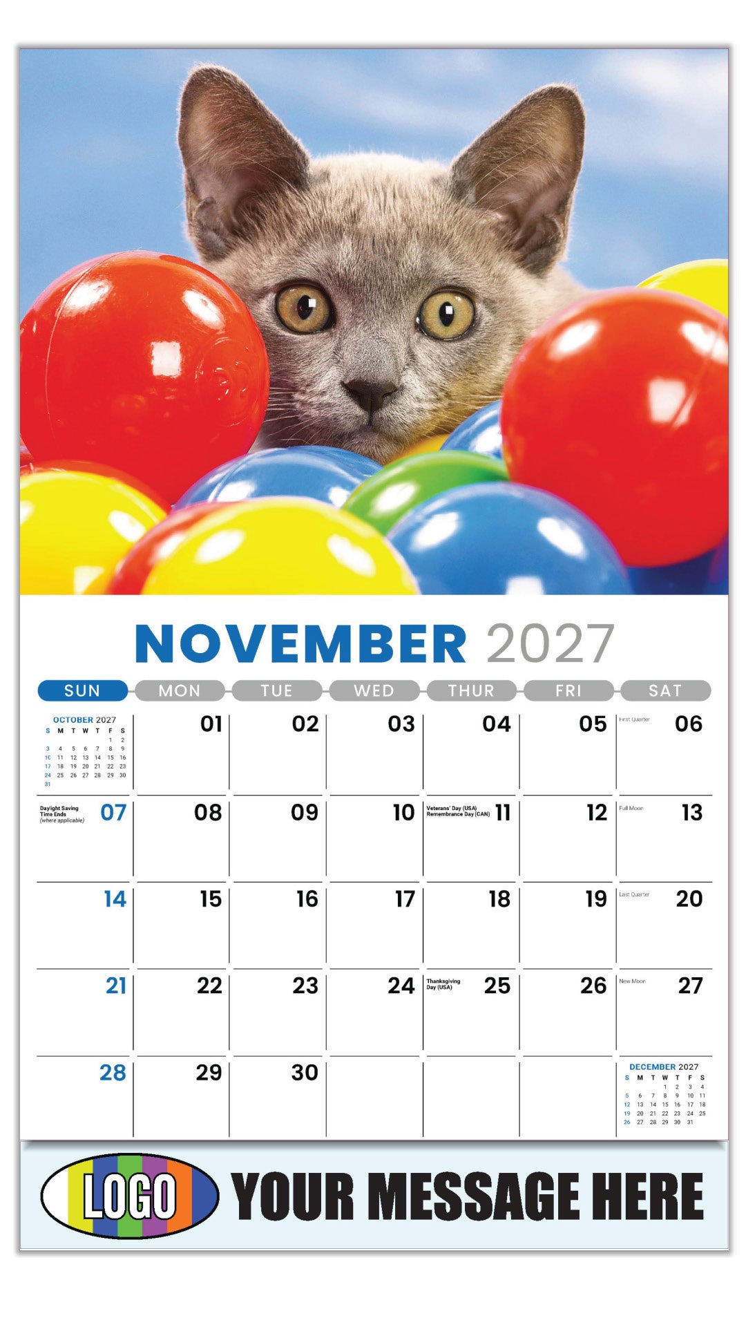 2027 Business Promotion Calendar - Kittens - November