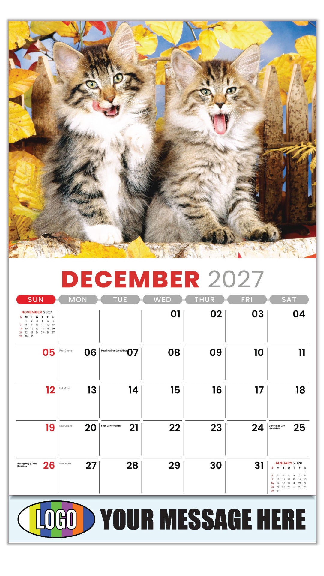 2027 Business Promotion Calendar - Kittens - December