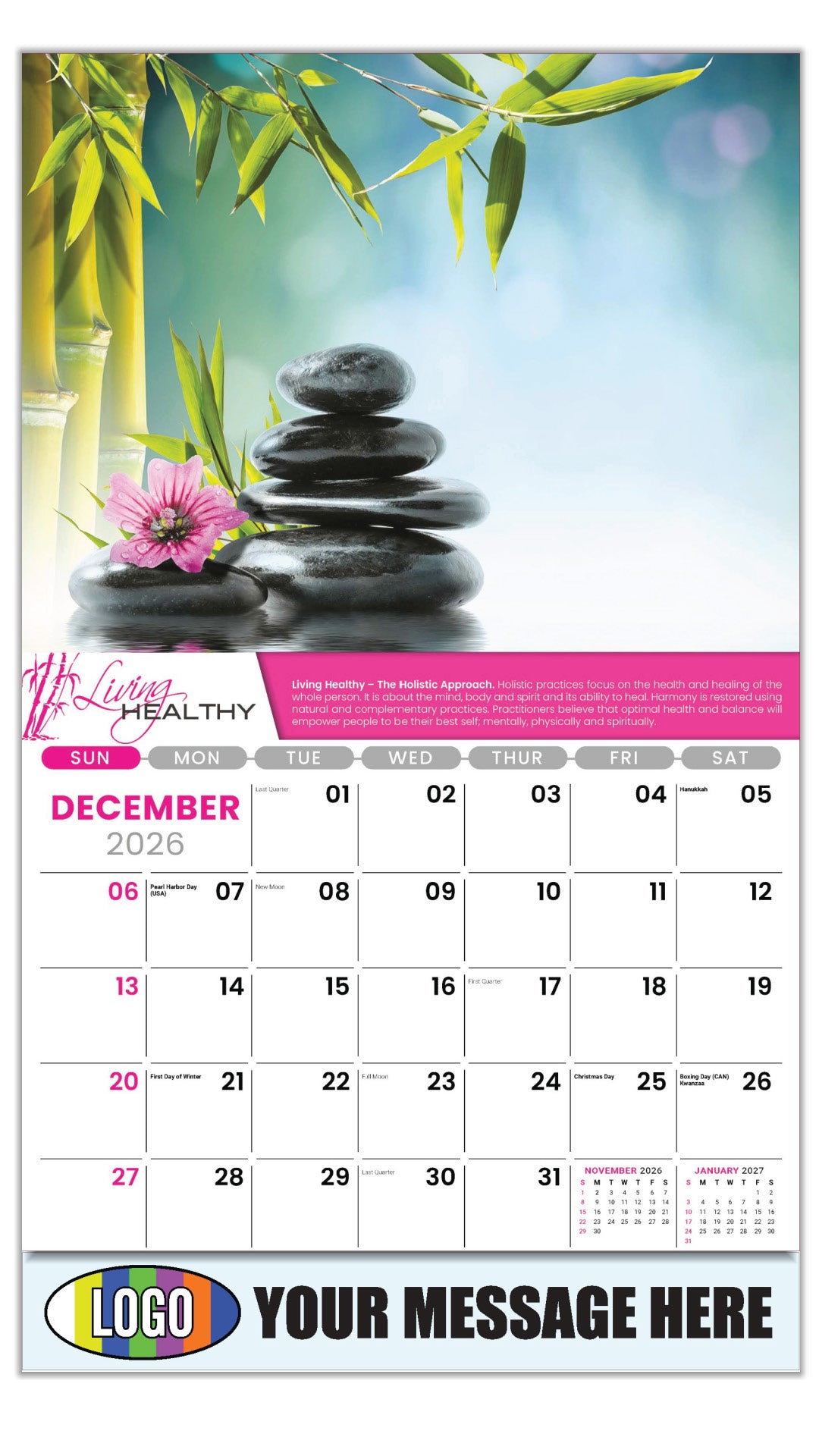 2027 Business Promotional Calendar  - Living Healthy - HOLISTIC THEME -  - December_a