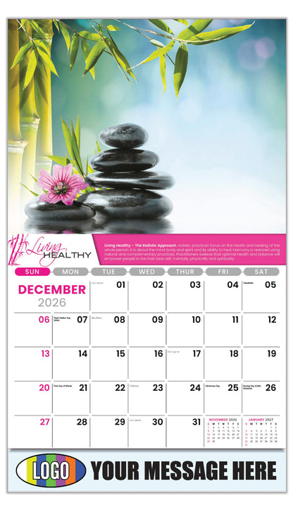 2027 Business Promotional Calendar  - Living Healthy - HOLISTIC THEME -  - December_a