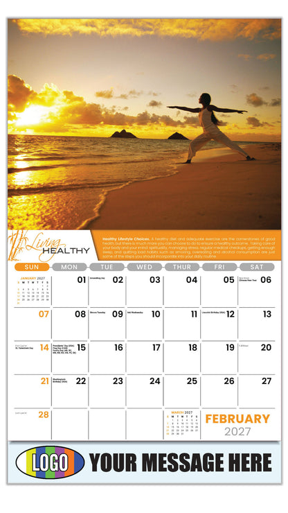 2027 Business Promotional Calendar  - Living Healthy - LIFESTYLE CHOICES - Healthy Lifestyle Choices. - February