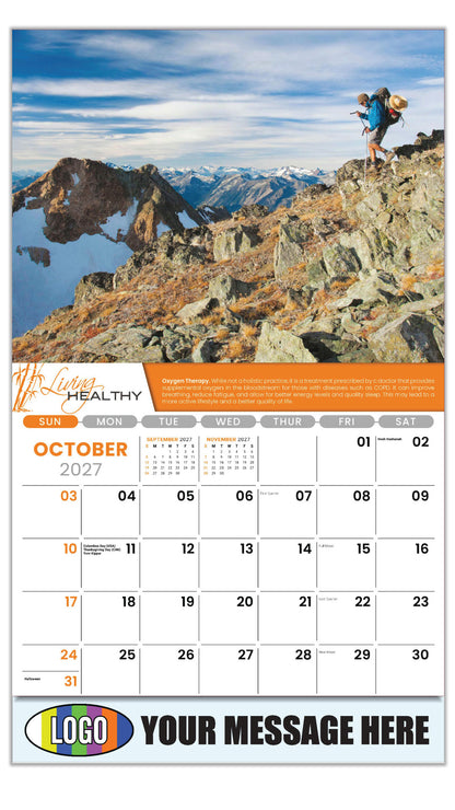 2027 Business Promotion Calendar  - Living Healthy - OXYGEN THERAPY - Oxygen Therapy. - October