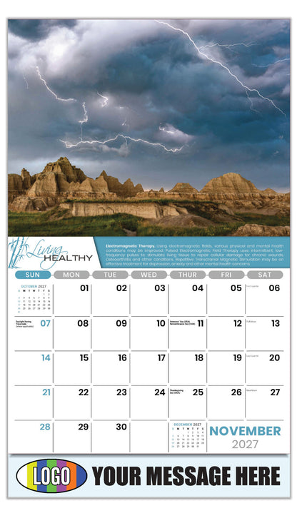 2027 Business Promotion Calendar  - Living Healthy - ELECTROMAGNETIC THERAPY - Electromagnetic Therapy. - November