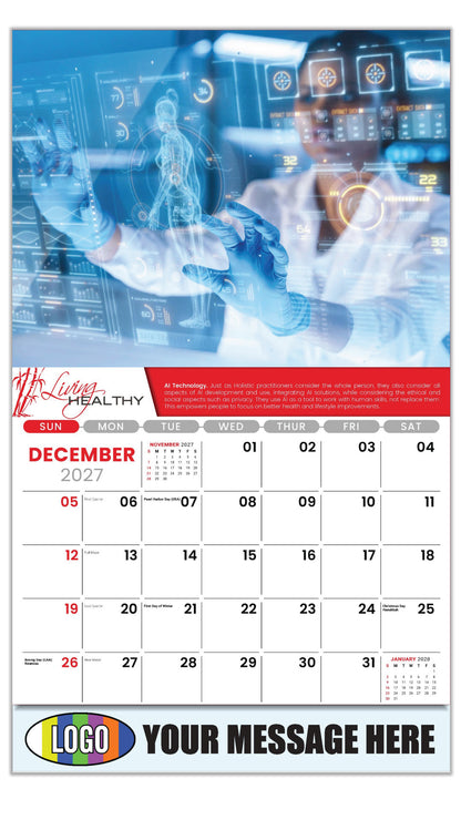 2027 Business Promotion Calendar  - Living Healthy - AI TECHNOLOGY FOR HEALTH - AI Technology. - December