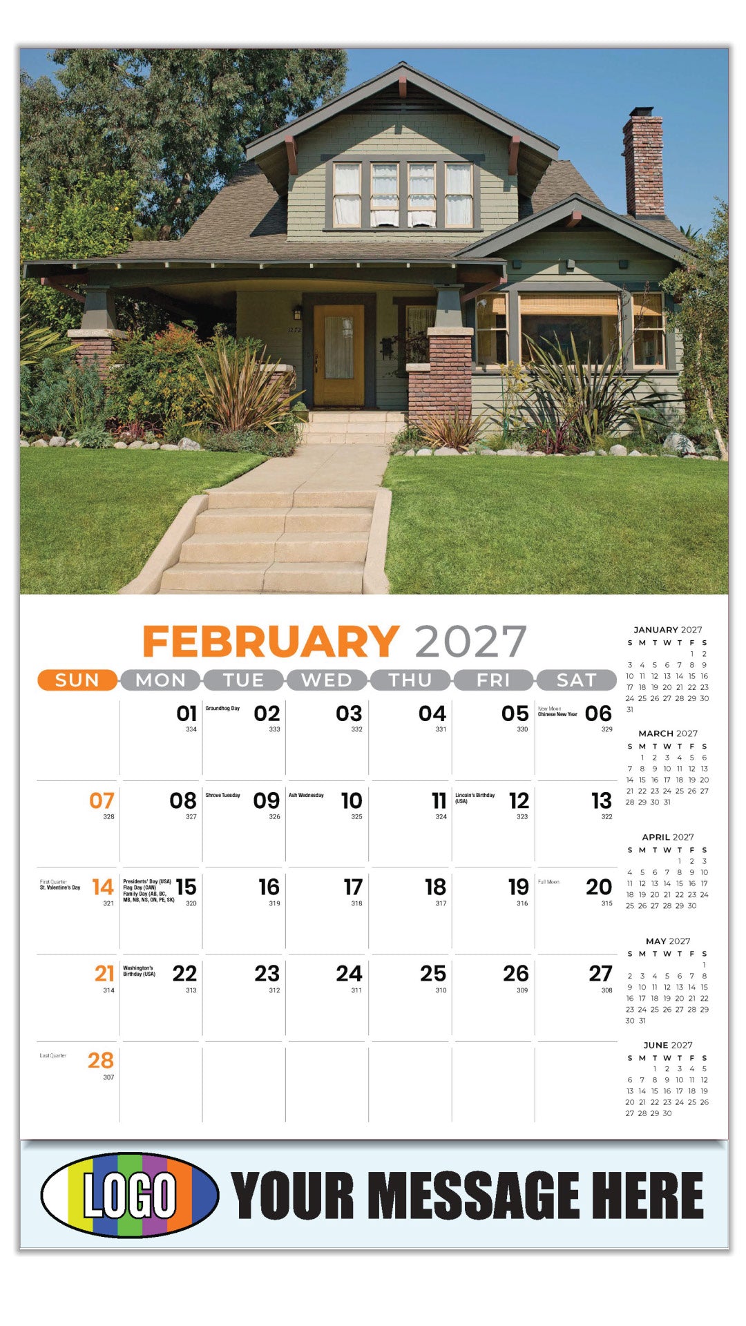 2027 Business Promotional Calendar - Luxury Homes - February