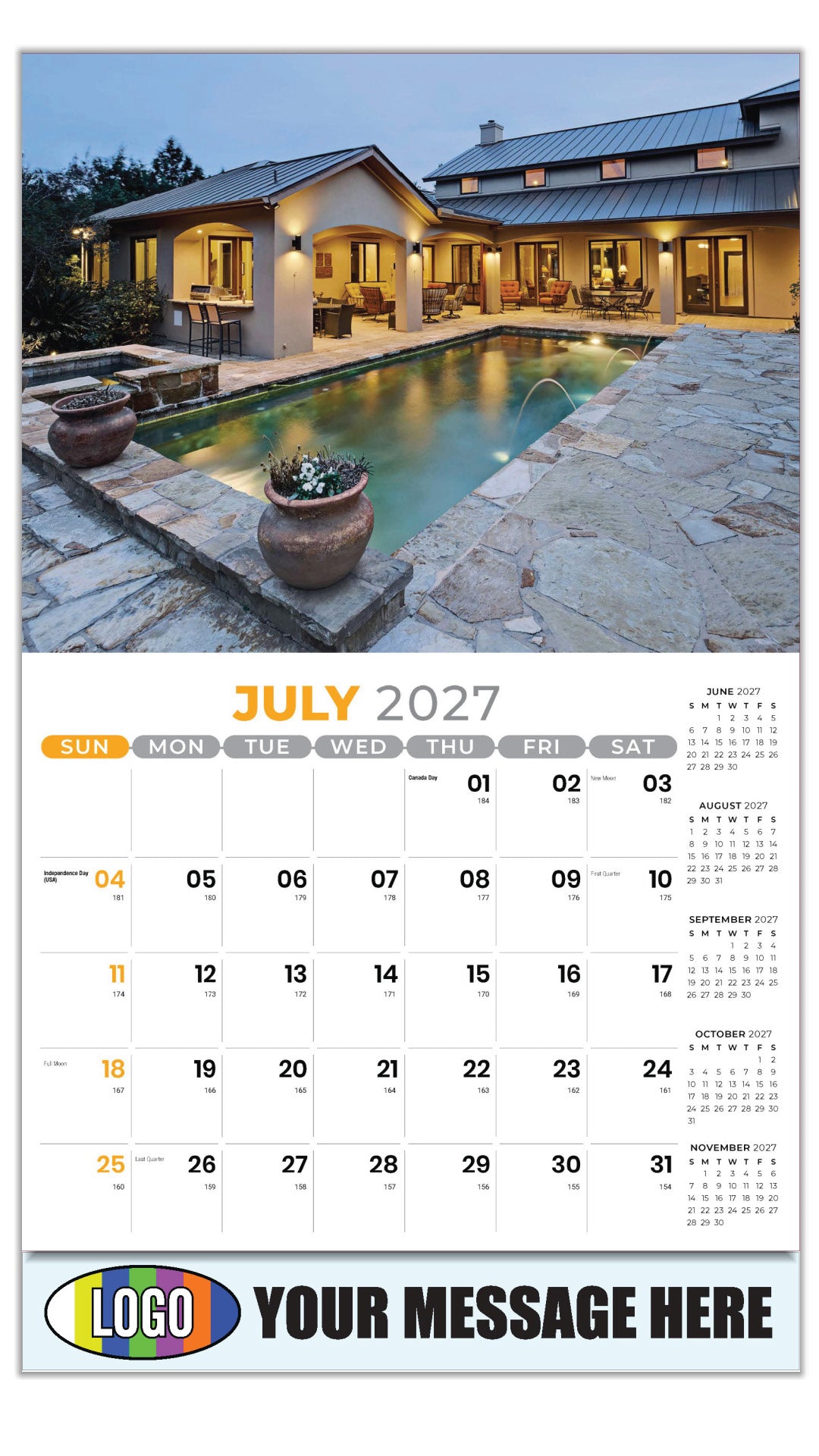 2027 Business Promo Calendar - Luxury Homes - July