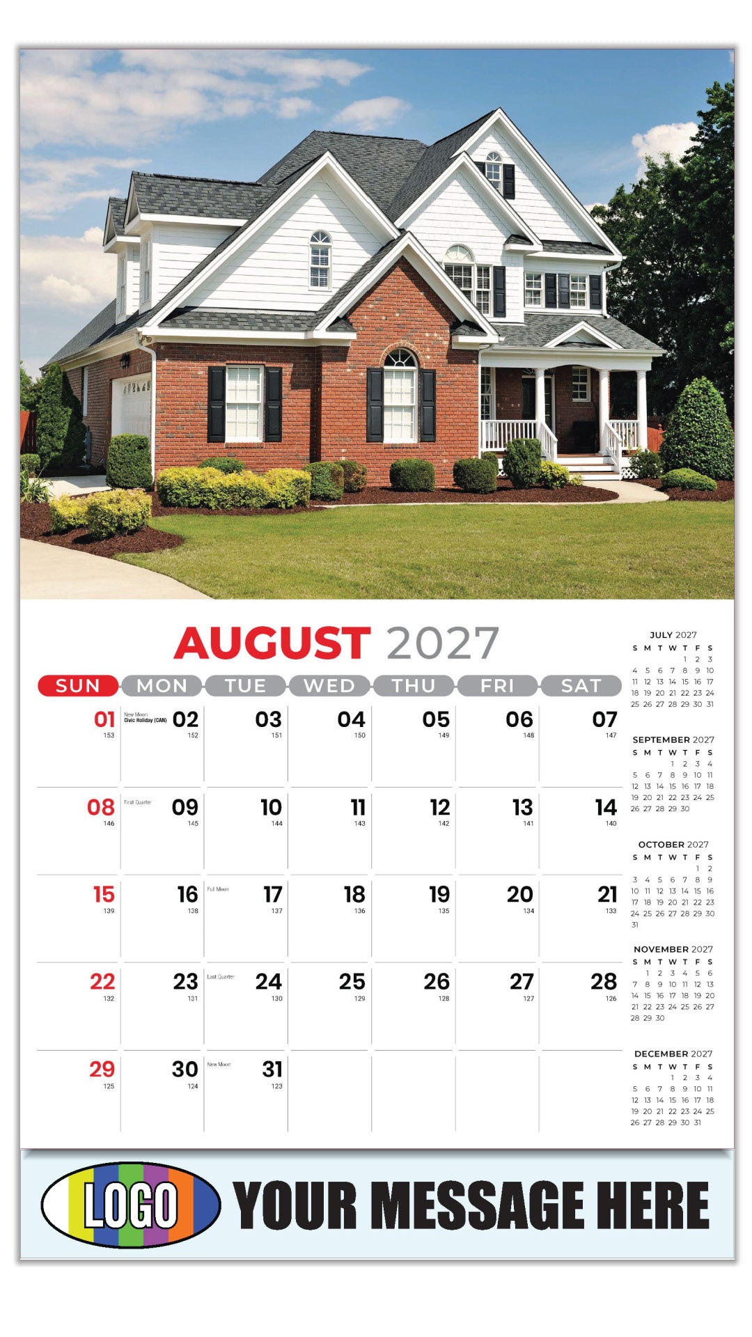 2027 Business Promo Calendar - Luxury Homes - August