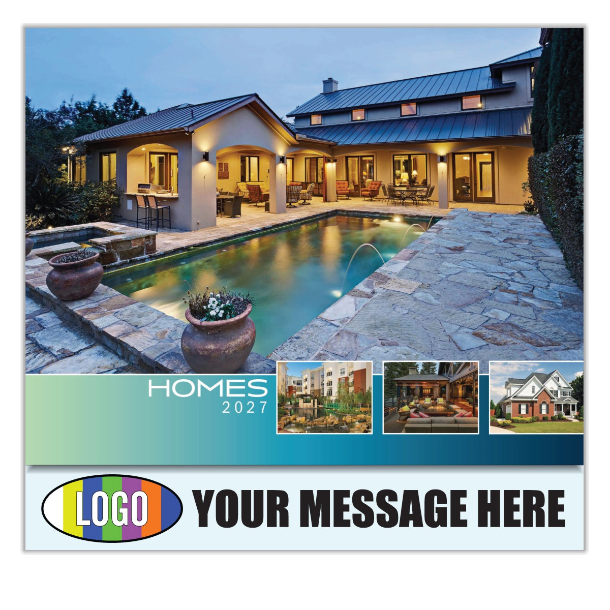 2027 Business Advertising Calendar - Luxury Homes - Printed with your Logo, Name and message