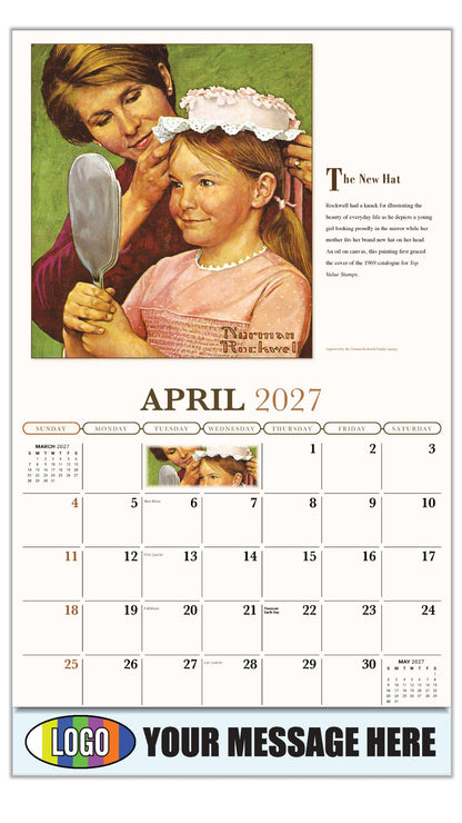 2027 Business Advertising Calendar - Memorable Images by Norman Rockwell - The New Hat - April