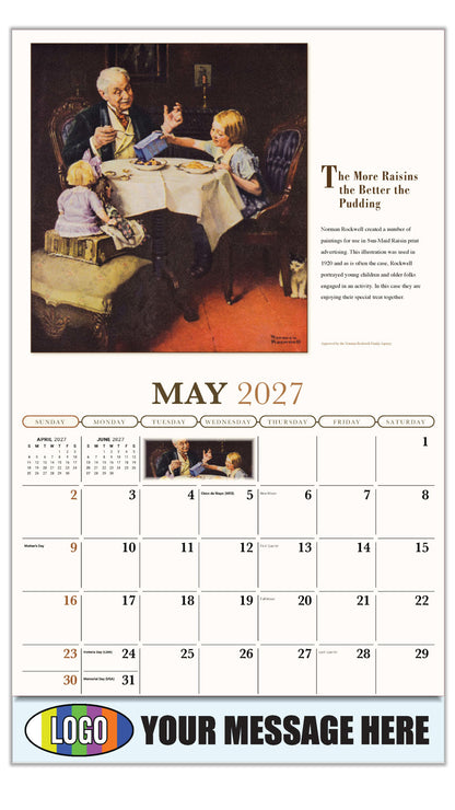 2027 Business Advertising Calendar - Memorable Images by Norman Rockwell - The More Raisins the Better the Pudding - May