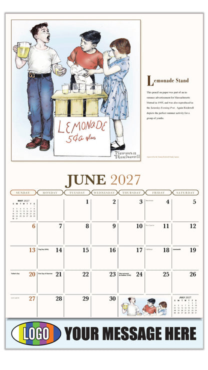 2027 Business Advertising Calendar - Memorable Images by Norman Rockwell - Lemonade Stand - June