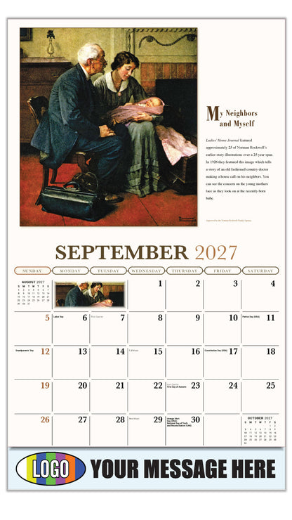 2027 Business Promo Calendar - Memorable Images by Norman Rockwell - My Neighbors and Myself - September