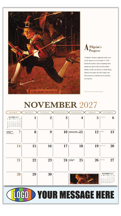2027 Business Promotion Calendar - Memorable Images by Norman Rockwell - A Pilgrim's Progress - November