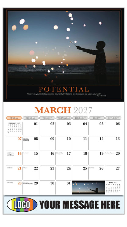 2027 Business Promotional Calendar - Motivational Poster - POTENTIAL - March