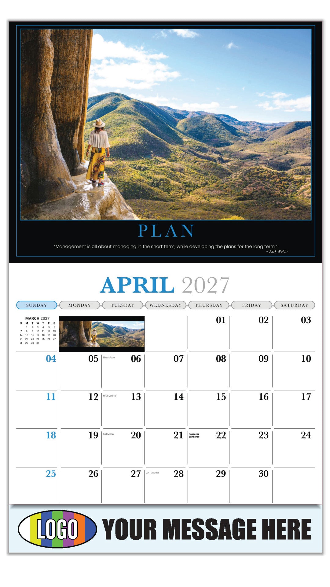 2027 Business Advertising Calendar - Motivational Poster - PLAN - April