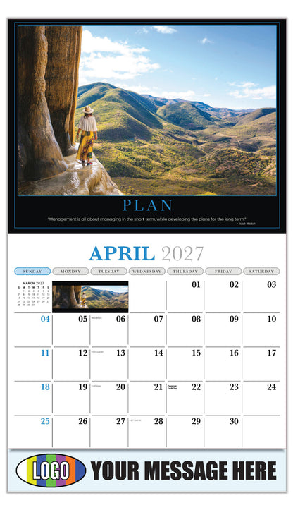 2027 Business Advertising Calendar - Motivational Poster - PLAN - April