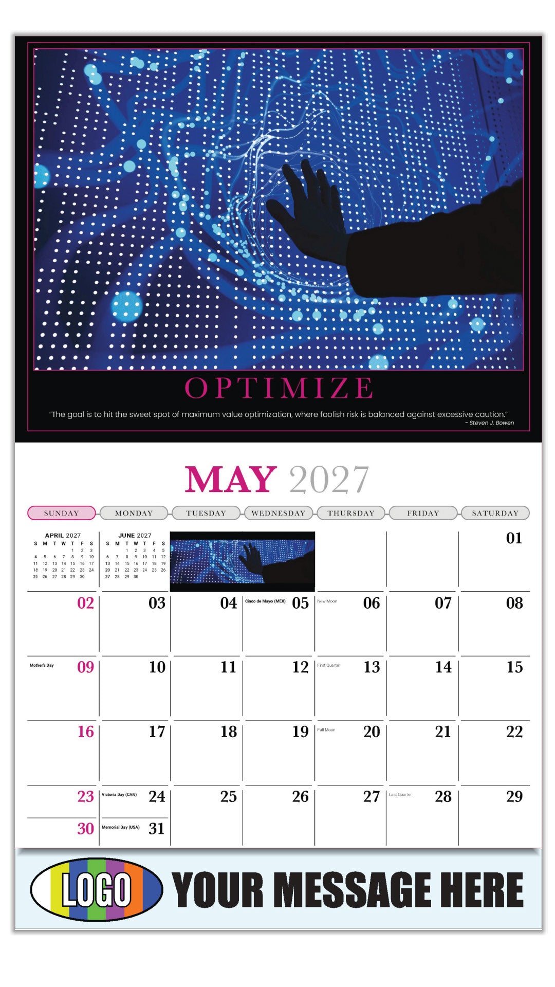 2027 Business Advertising Calendar - Motivational Poster - OPTIMIZE - May