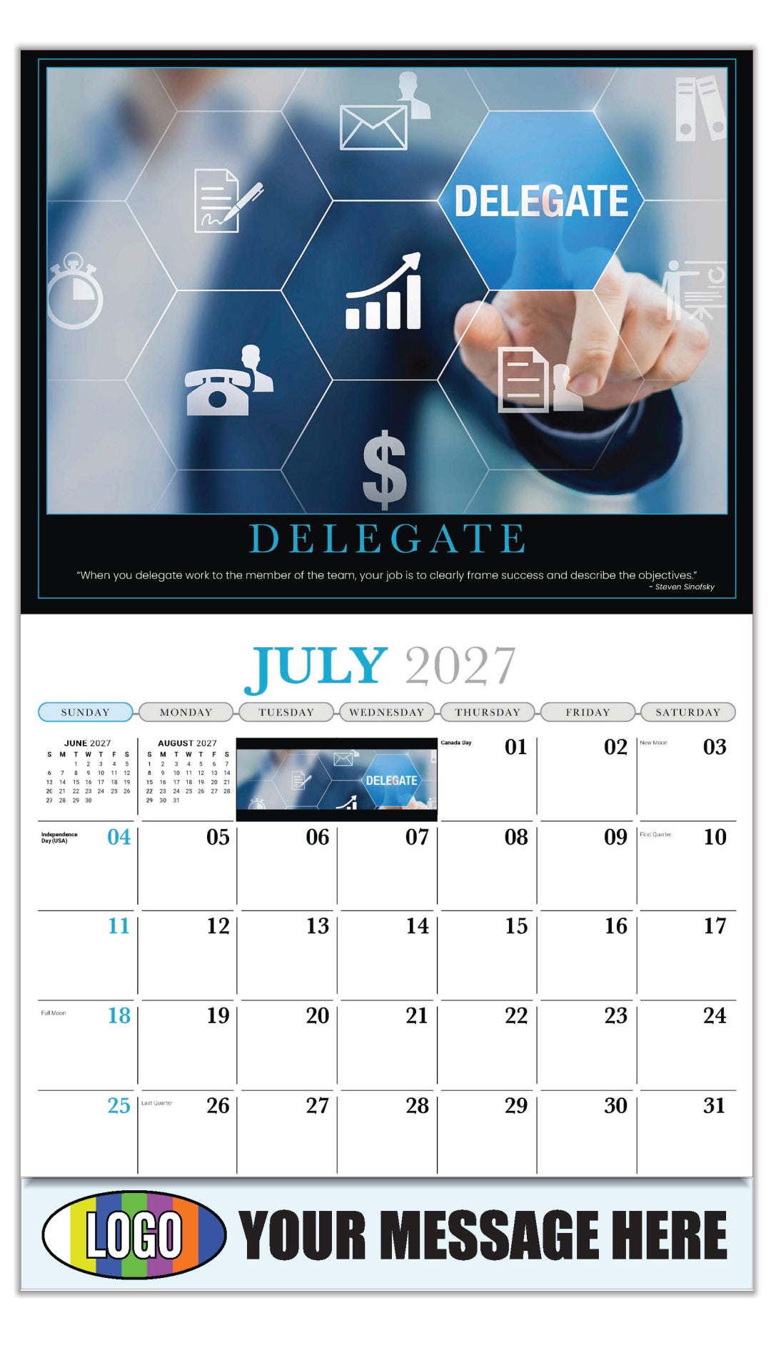 2027 Business Promo Calendar - Motivational Poster - DELEGATE - July