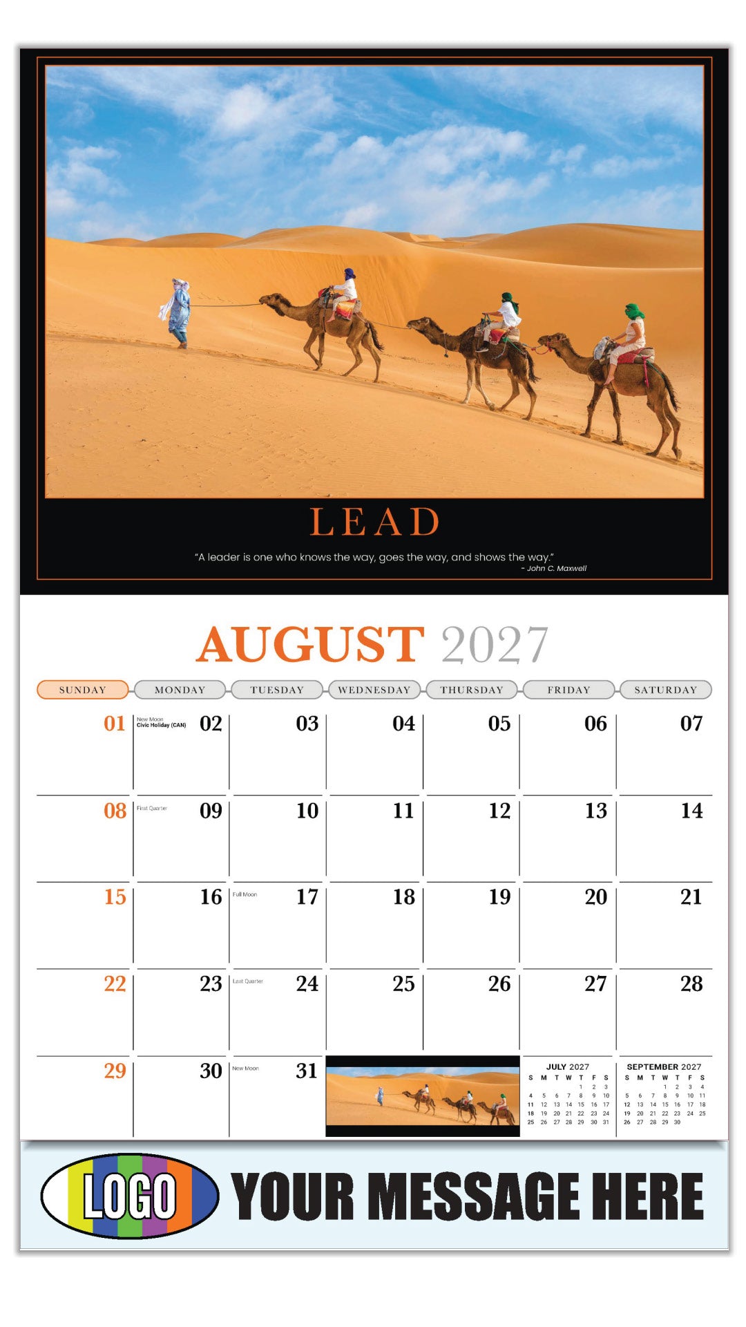 2027 Business Promo Calendar - Motivational Poster - LEAD - August